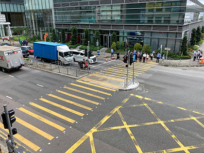Pedestrian crossing realigned and widened at the junction of Shun Yip Street and Wai Yip Street (After Realignment)