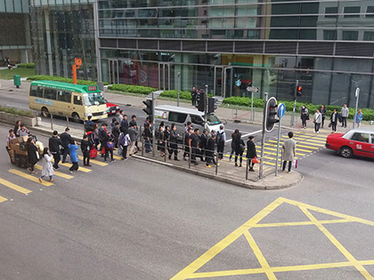Pedestrian crossing realigned and widened at the junction of Shun Yip Street and Wai Yip Street (Before Realignment)